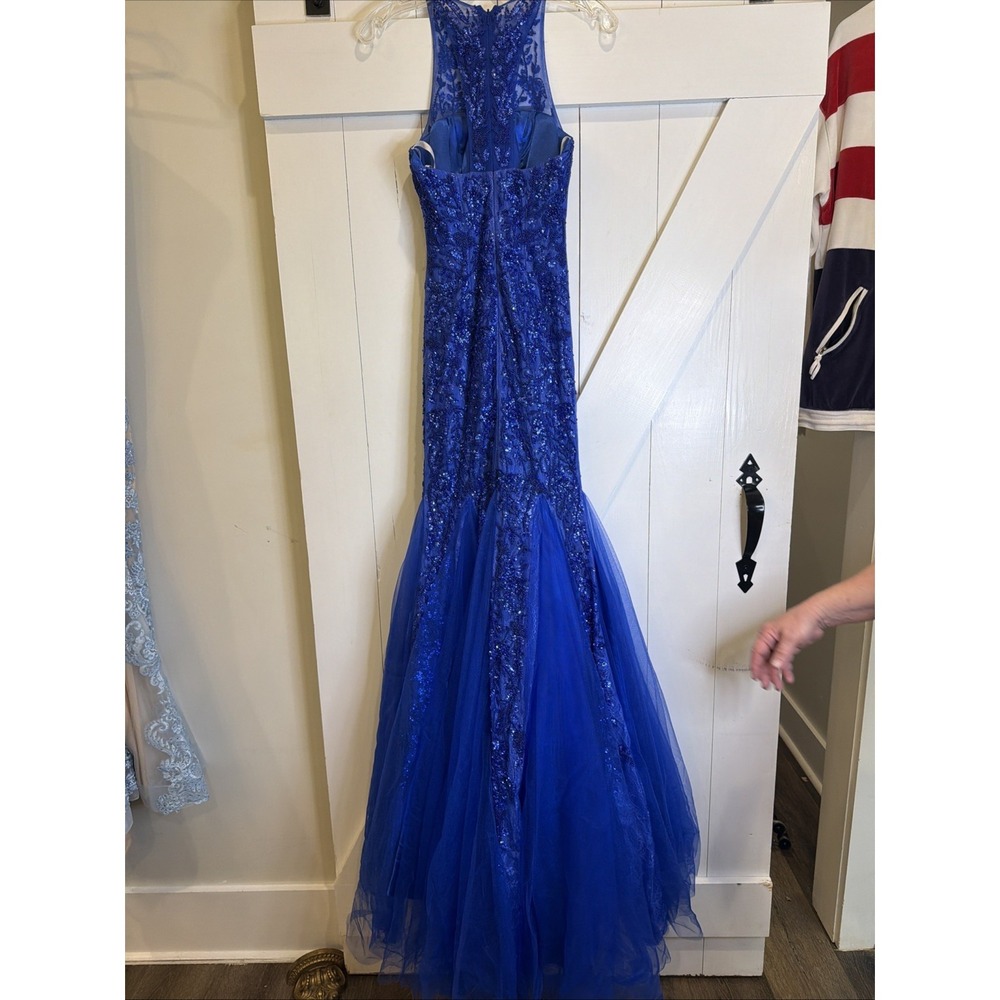 SHERRI HILL  51939 prom dress / ball gown size 0 royal blue with rhinestones - Picture 10 of 14